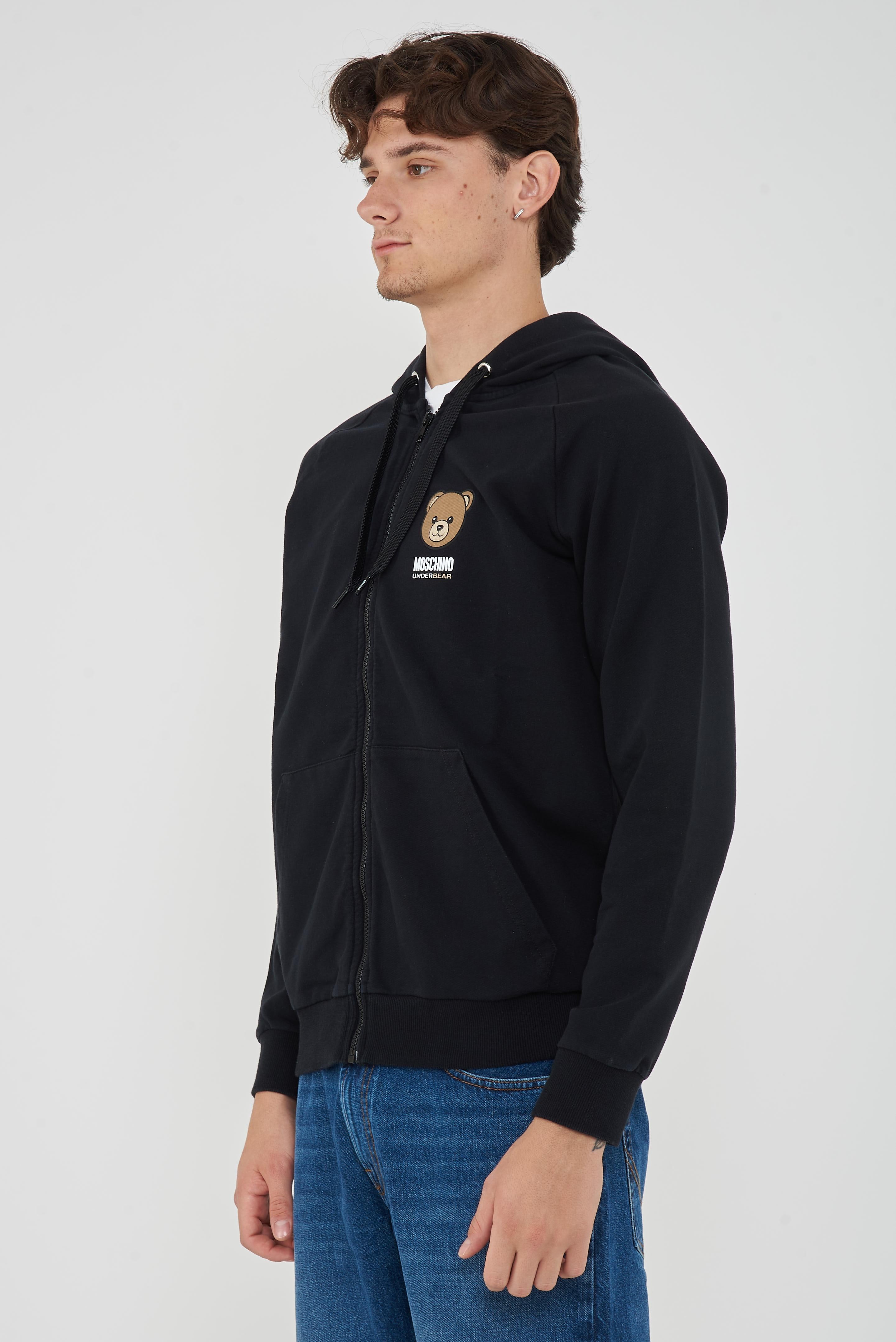 Felpa Bear Con Zip e Cappuccio Black 