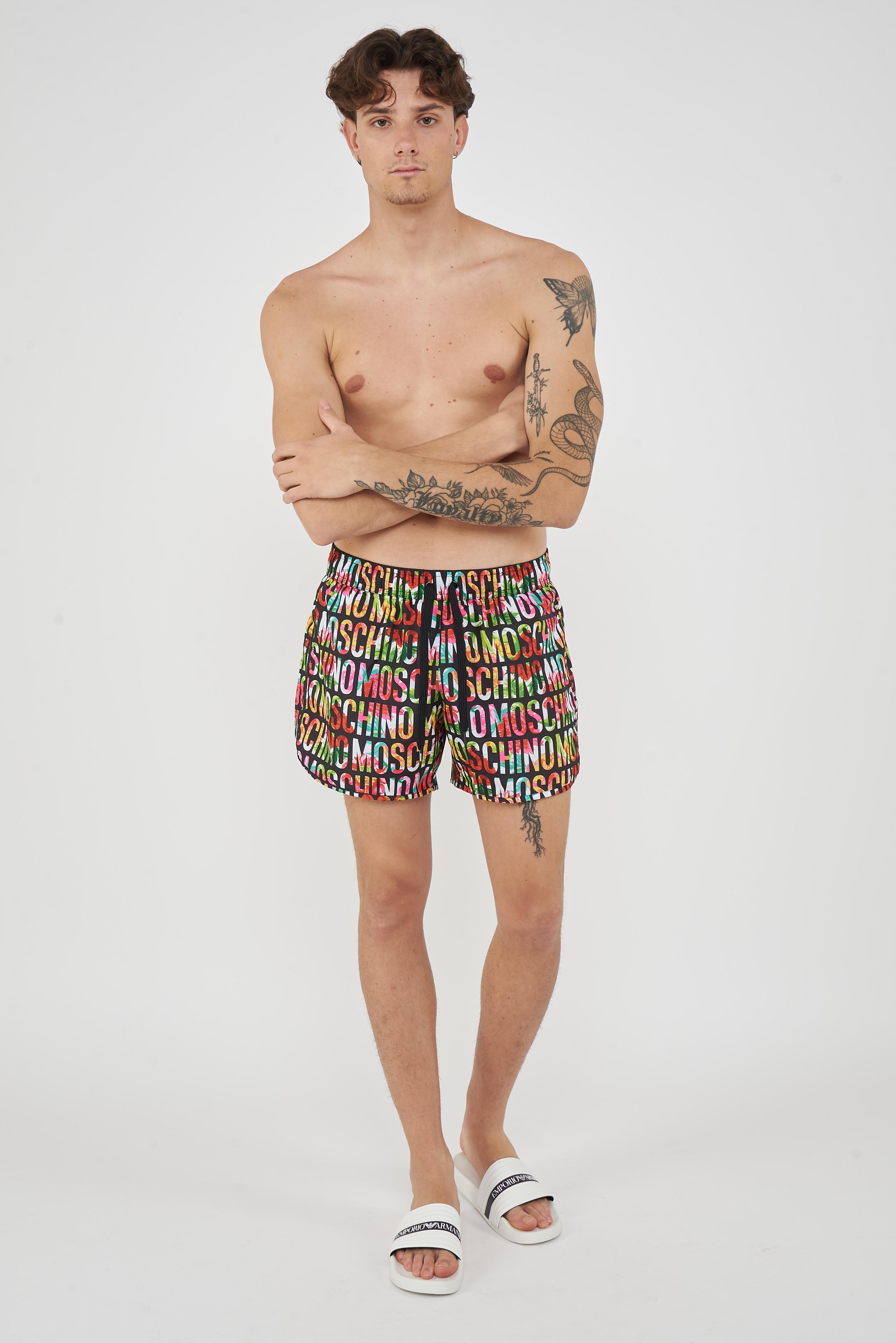 Boxer Mare Logo Flowers Print Nero<BR/><BR/> 