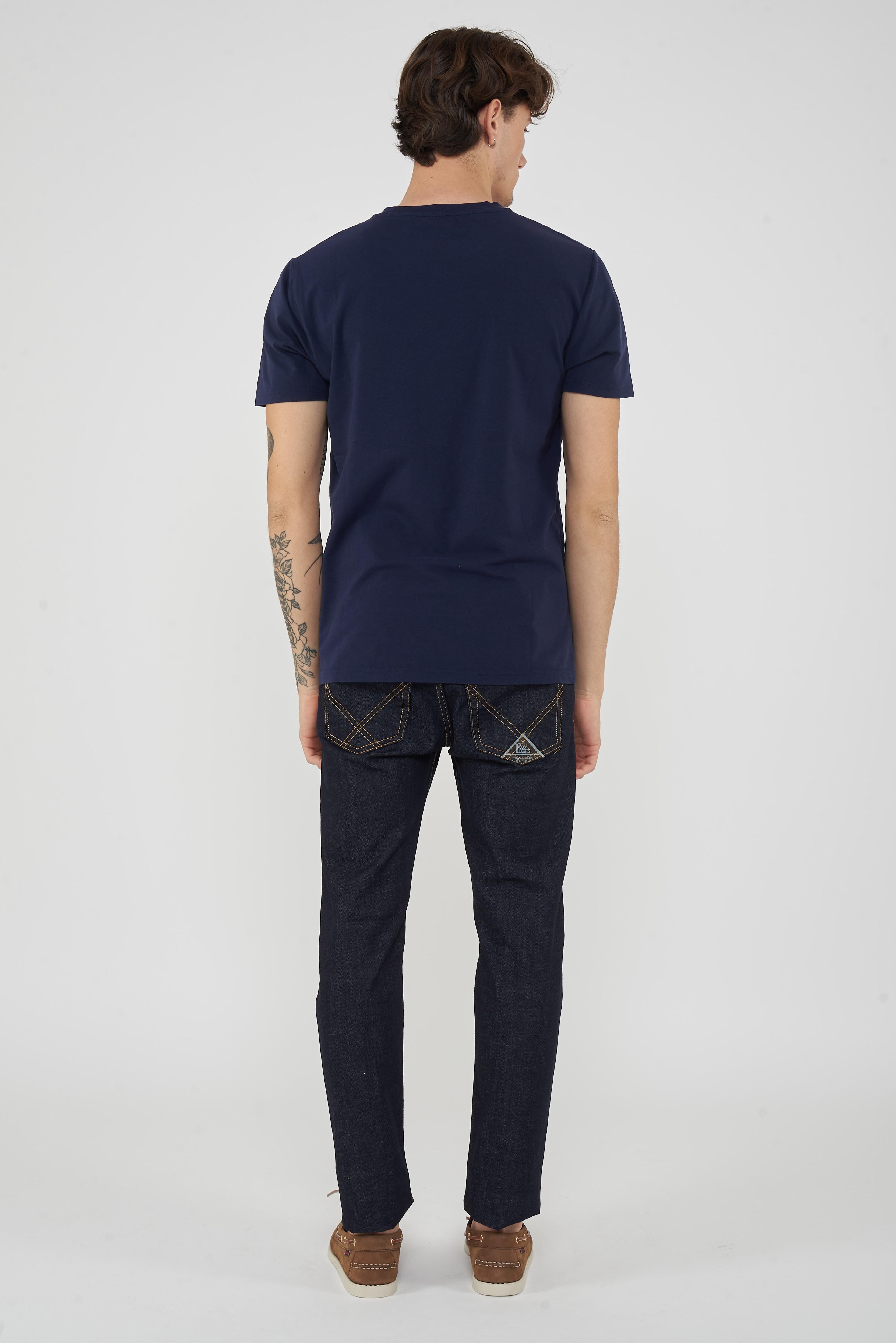 T-Shirt Uomo Tinta Unita Con Logo Bear In Rilevo Blue 