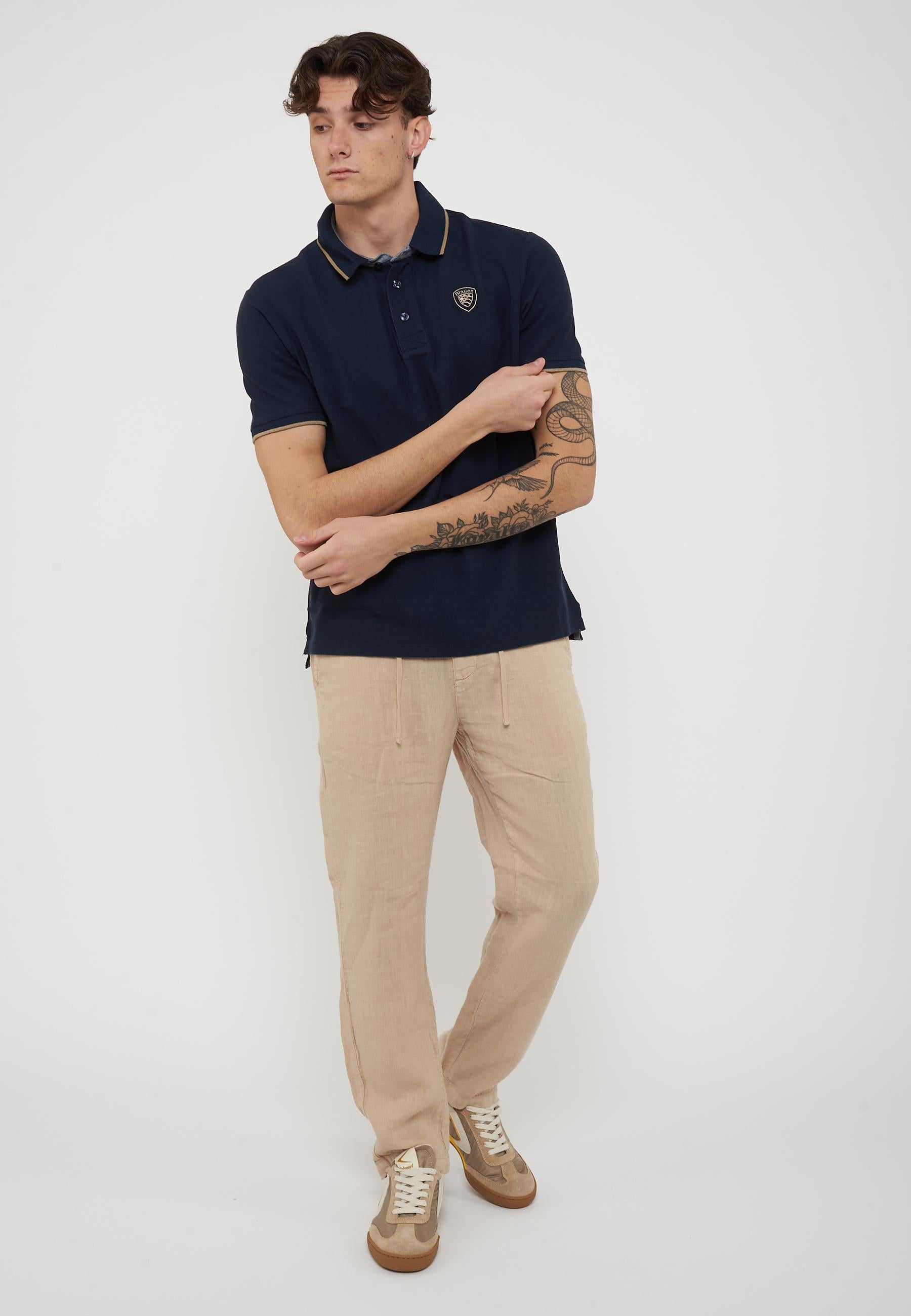 Polo In Piquet Damon Blu 