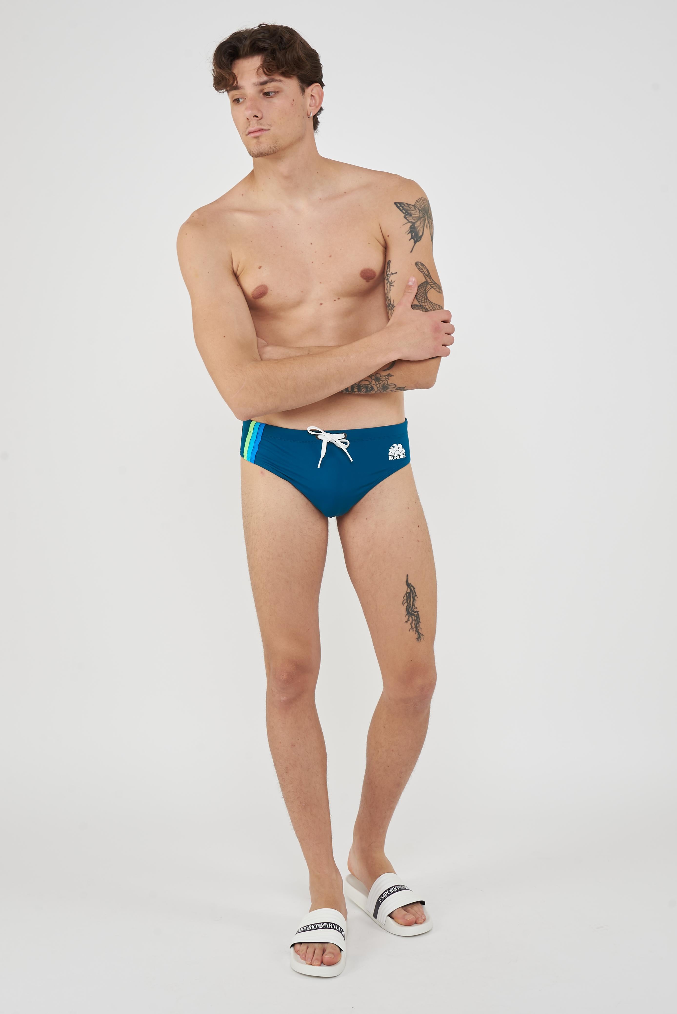 Slip mare Uomo Con Dettaglio Tricolare Peacock 01 