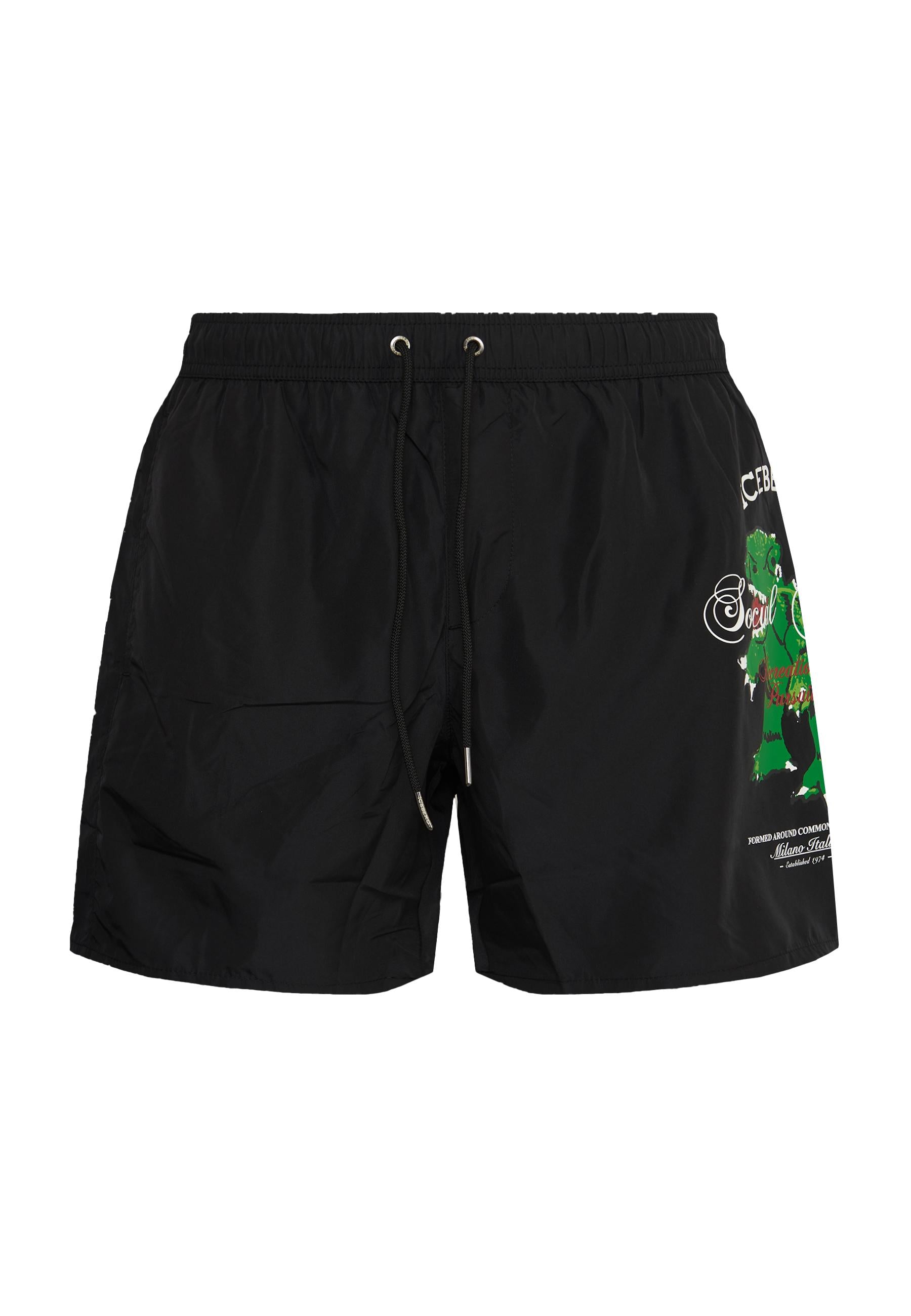 Boxer Uomo da Bagno Con Stampa Dino Black 
