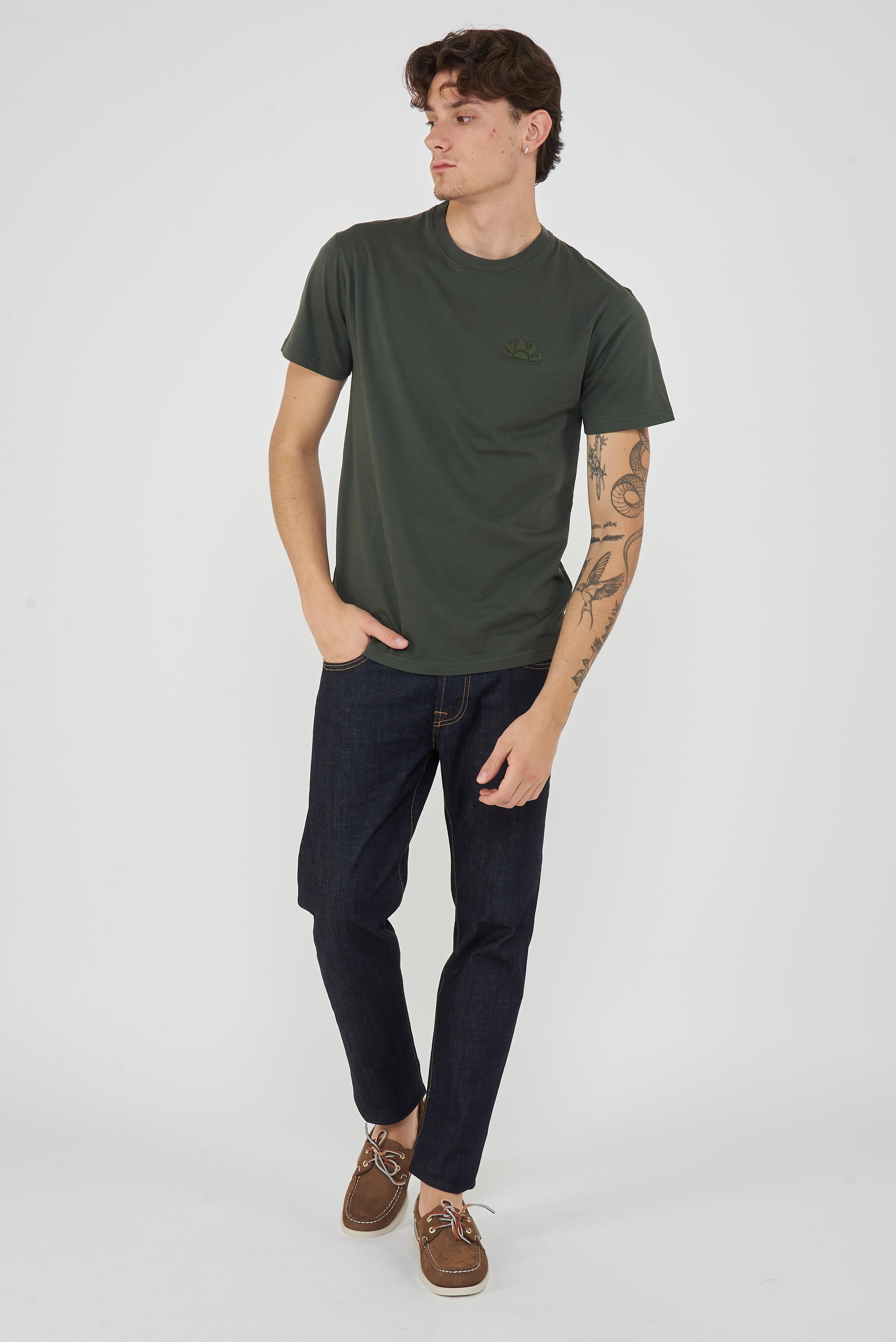 T-Shirt Uomo A Girocollo Con Logo Embossato Pine 01 