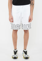 Bermuda Uomo In Felpa Con Maxi Logo Bianco 