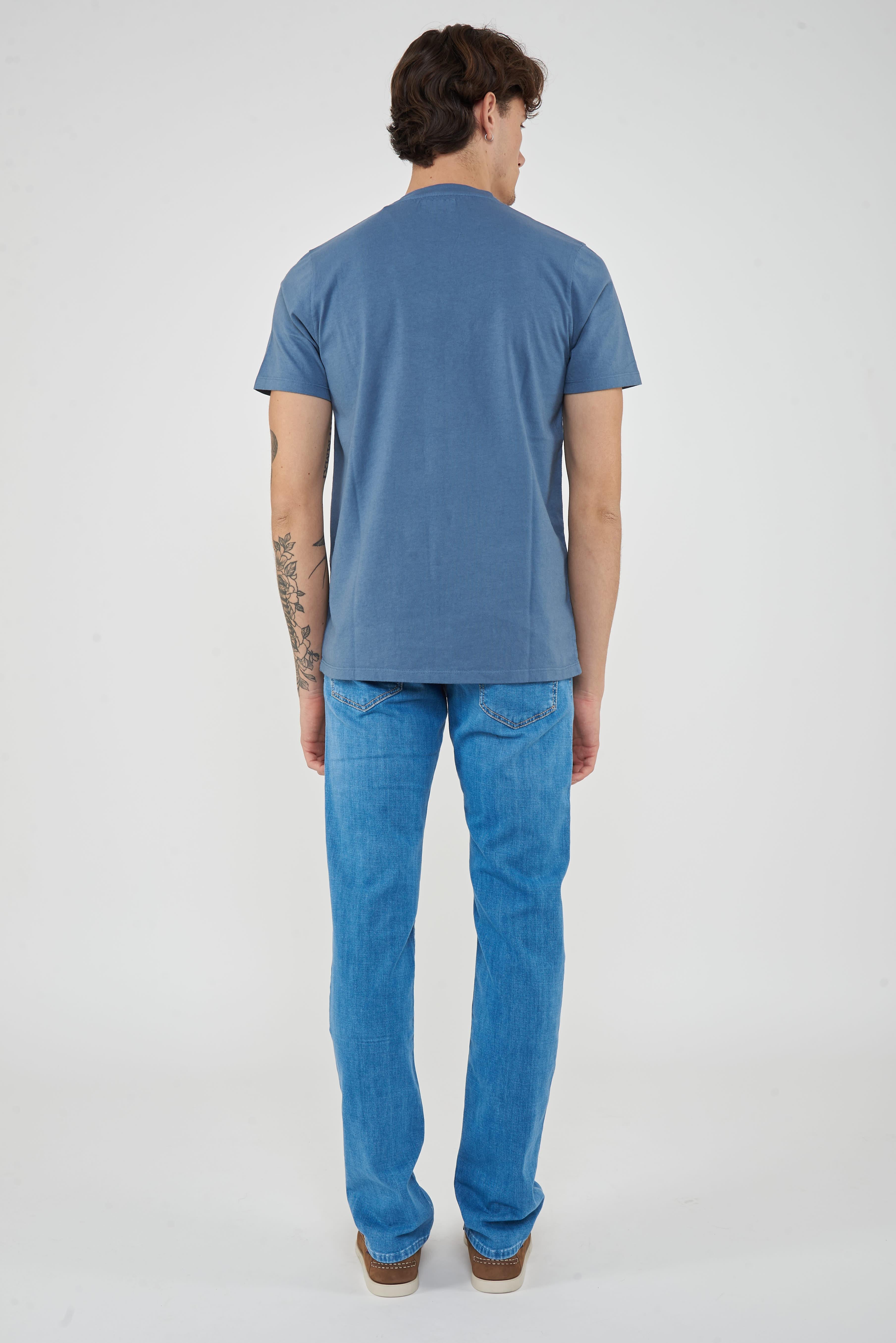 T-shirt Pocket Denim  In Jersey Mid Blue 