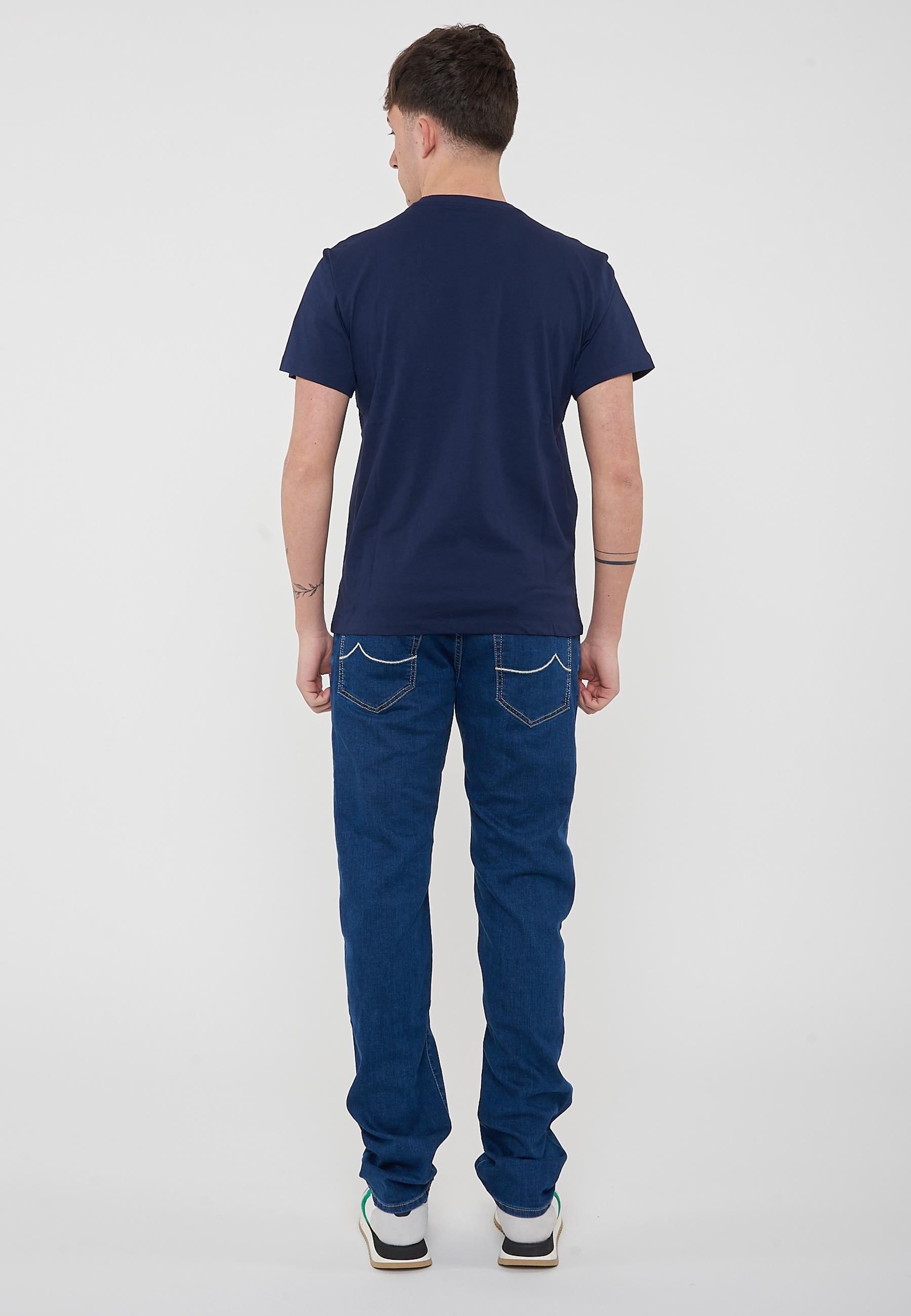 T-Shirt In Jersey di Cotone Navy 