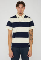 Campell Polo unisex classica in cotone bianco e blu 