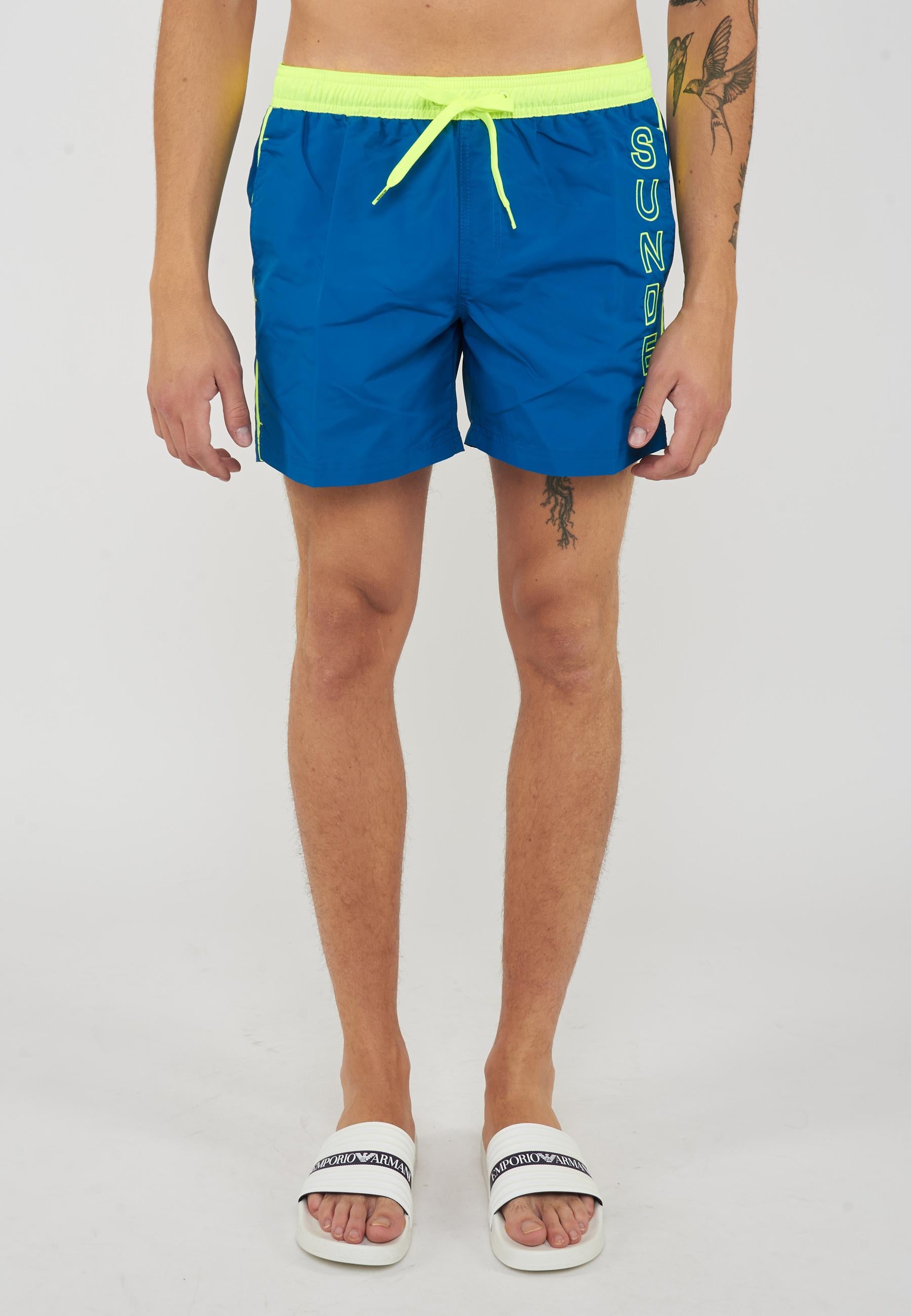 Costume Corto Vita Elasticata Iconic Taffeta Con Piping A Contrasto Deep 