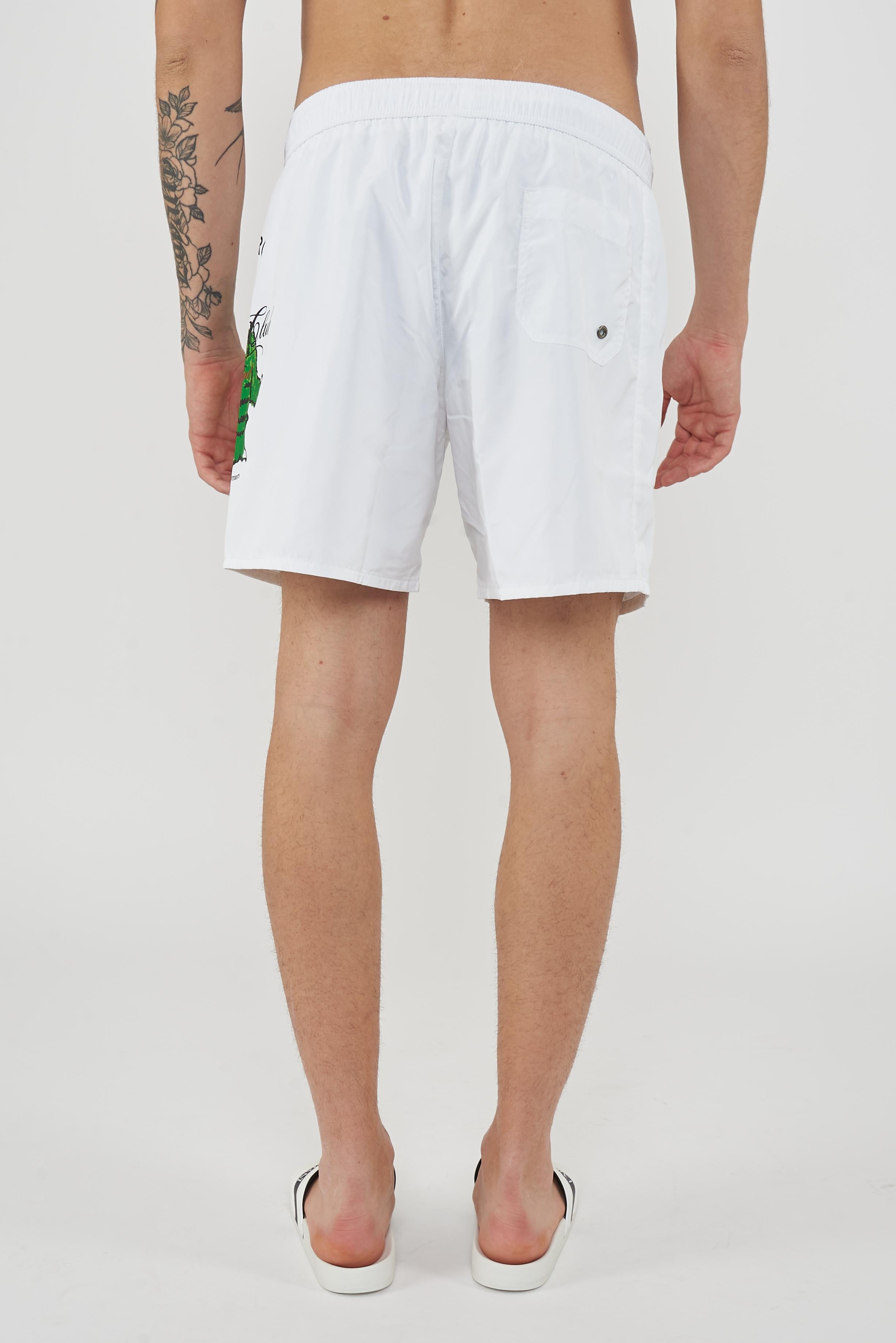 Boxer Uomo da Bagno Con Stampa Dino White 