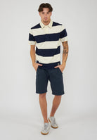 Campell Polo unisex classica in cotone bianco e blu 