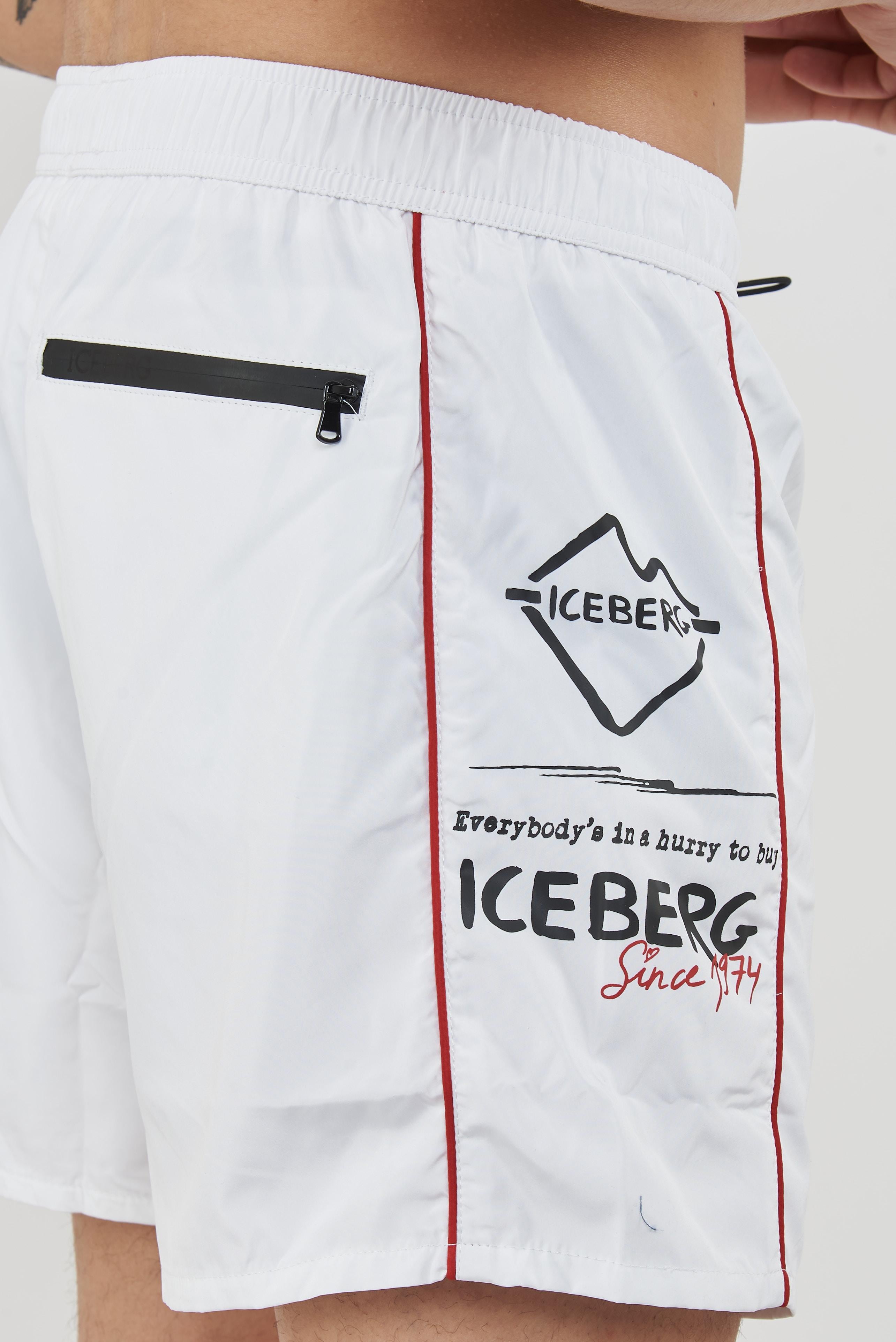 Boxer Uomo da Bagno Con Stampa White 