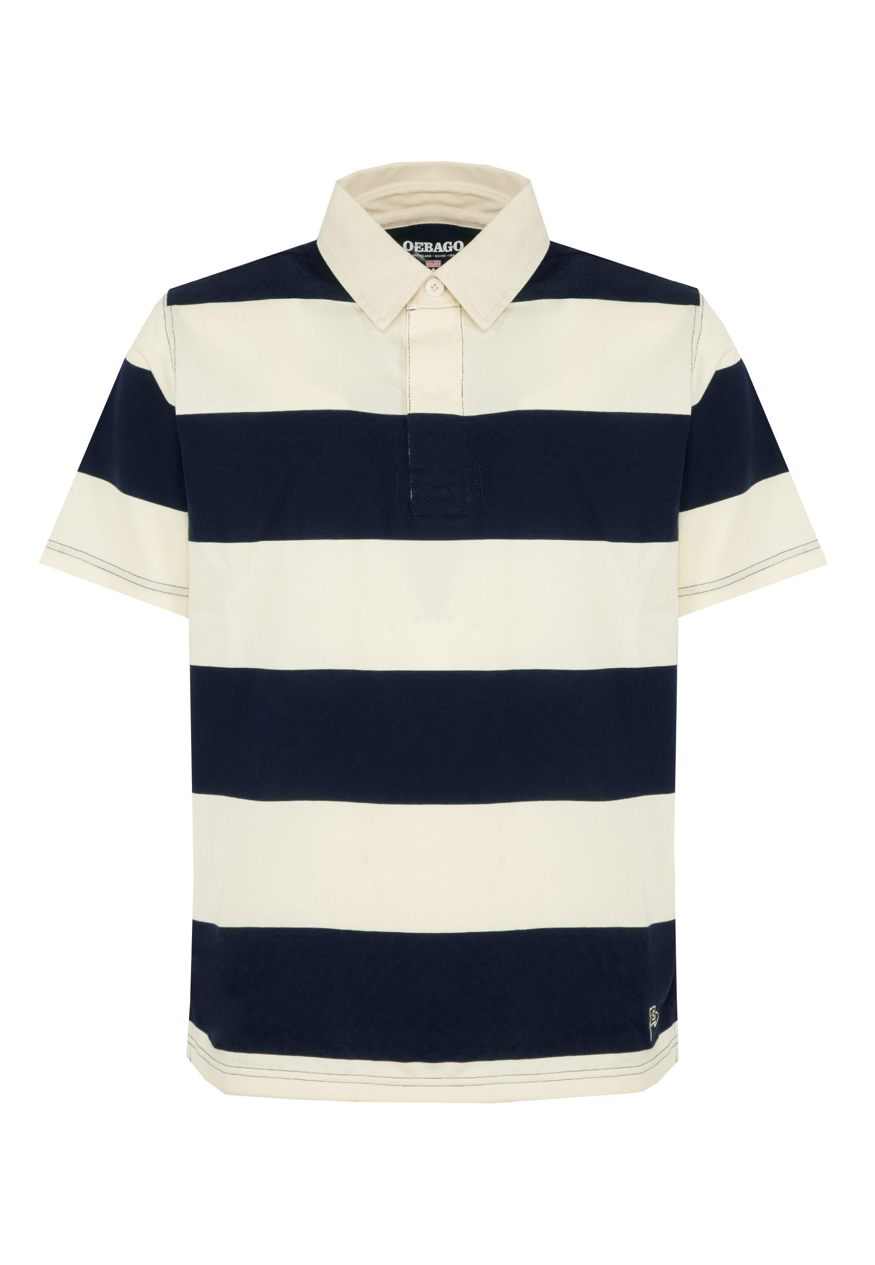 Campell Polo unisex classica in cotone bianco e blu 