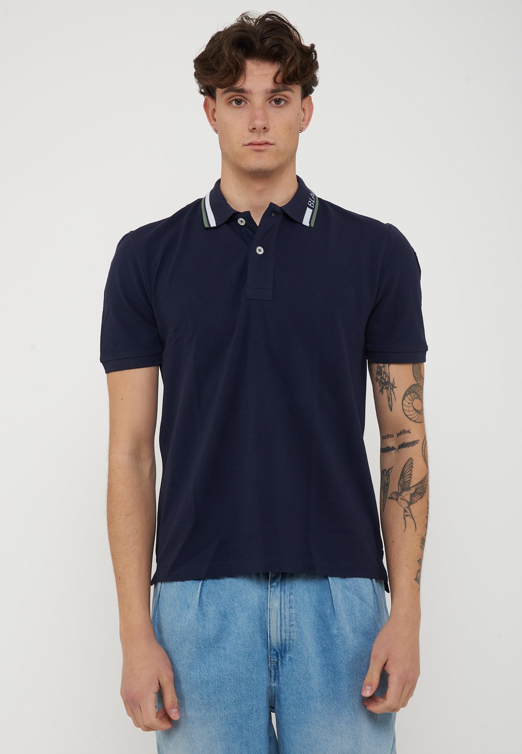 Polo Con Ricamo Sul Colletto Ransom Blu 