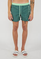 Costume Corto Vita Elasticata Iconic Taffeta Con Piping A Contrasto Camo Green 