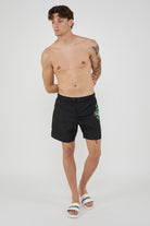 Boxer Uomo da Bagno Con Stampa Dino Black 