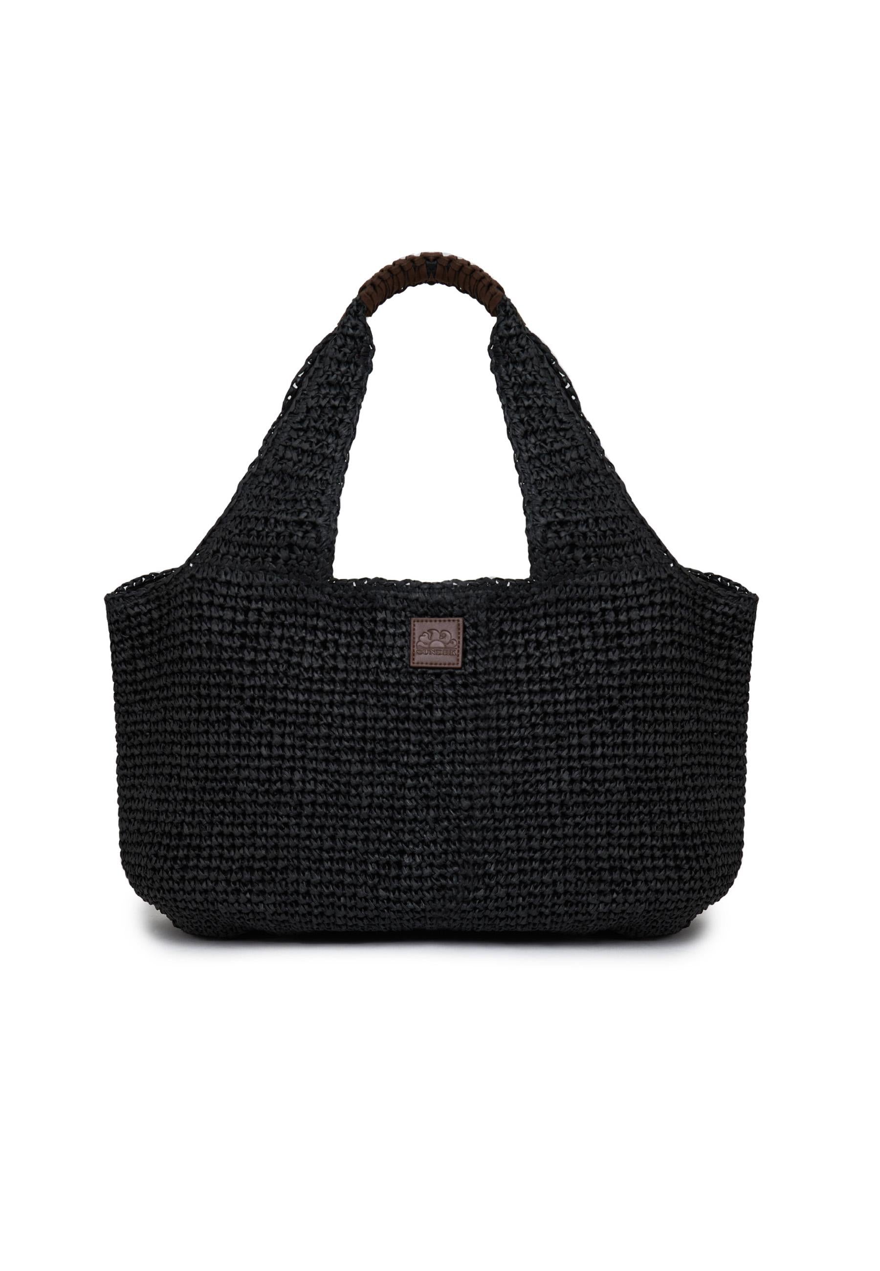 MaxiI Bag In Paper Straw Intrecciata Black 