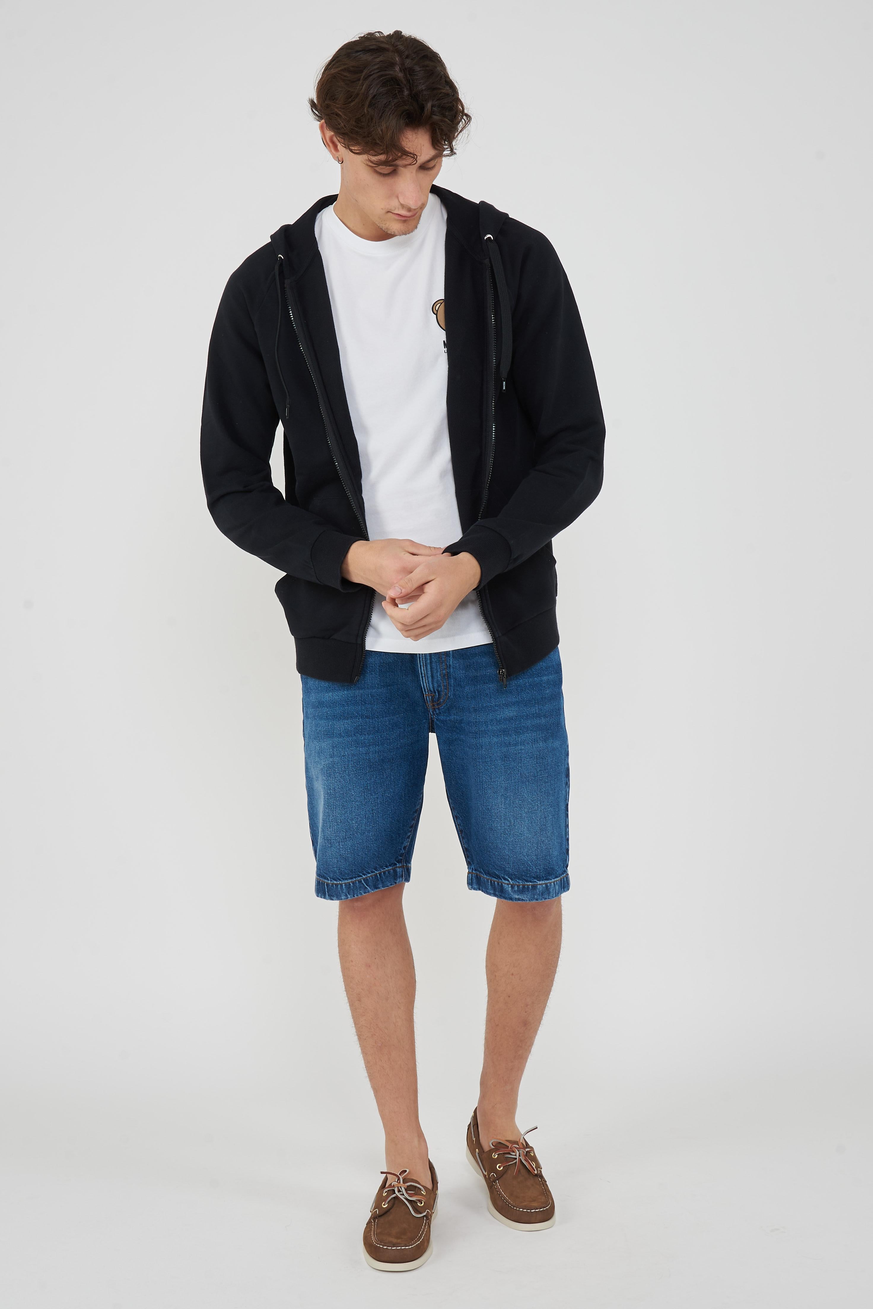 Felpa Bear Con Zip e Cappuccio Black 