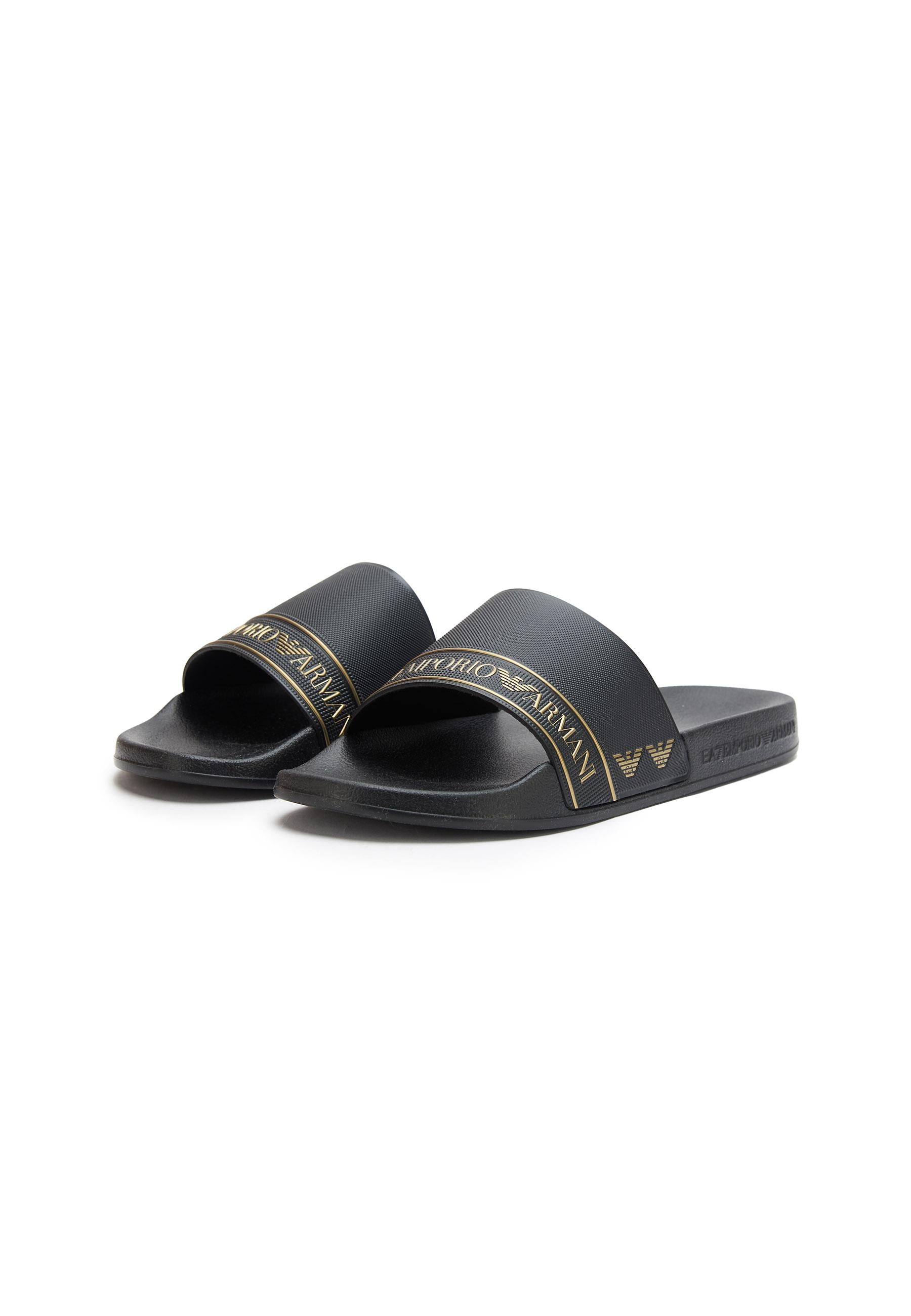 Sliders Con Banda Logata Full Black Gold 