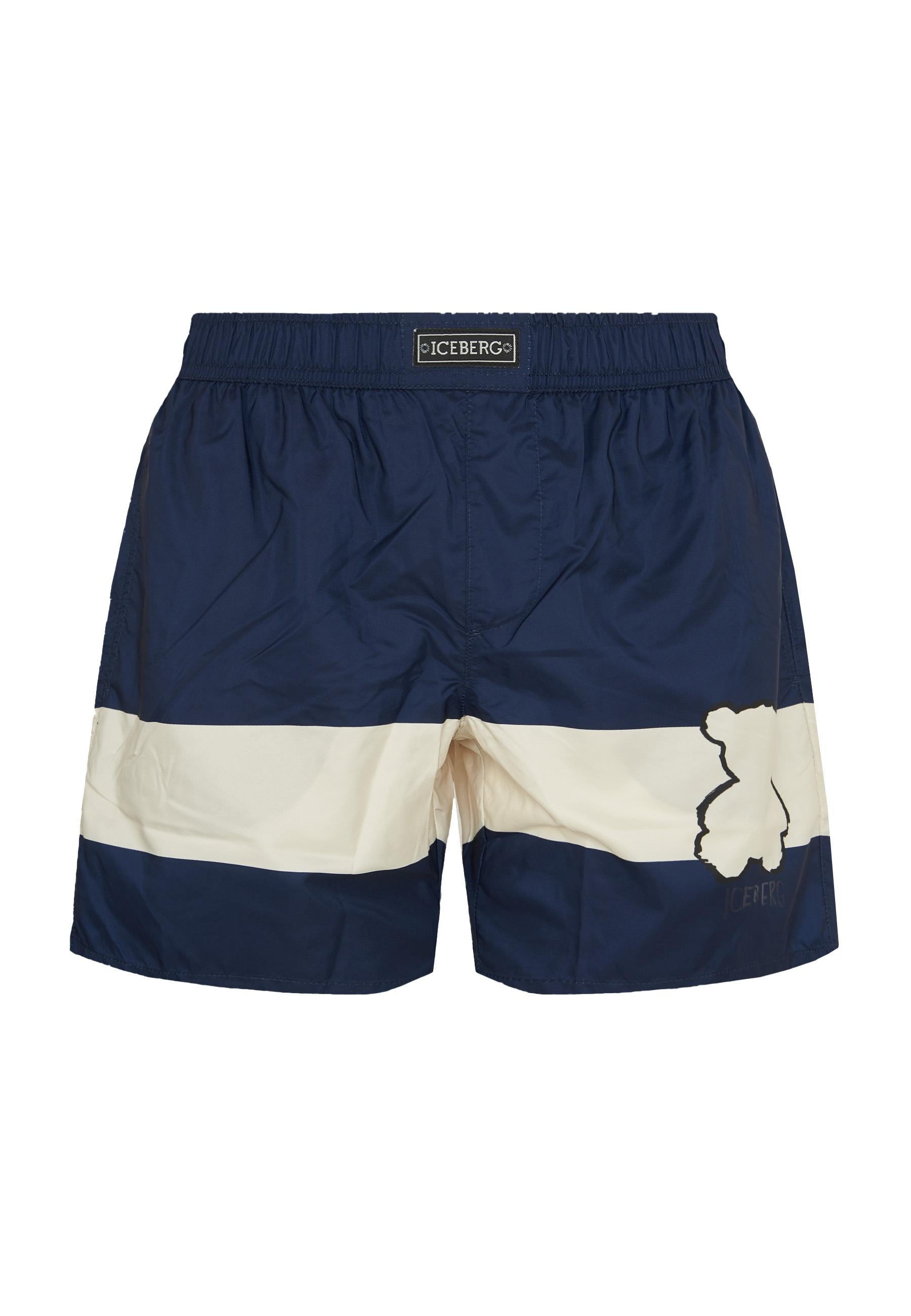 Boxer Uomo da Bagno Con Stampa Stripes Navy 