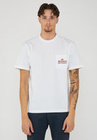 Sebago Dock T-shirt unisex bianca in cotone con stampa grafica e tasca 