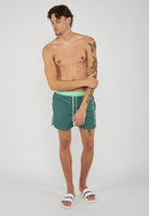 Costume Corto Vita Elasticata Iconic Taffeta Con Piping A Contrasto Camo Green 
