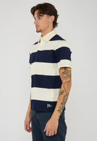Campell Polo unisex classica in cotone bianco e blu 